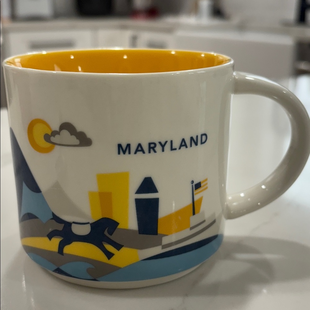 Starbucks You Are Here Maryland Mug‎ Yellow Interior 2015 Collector Cup